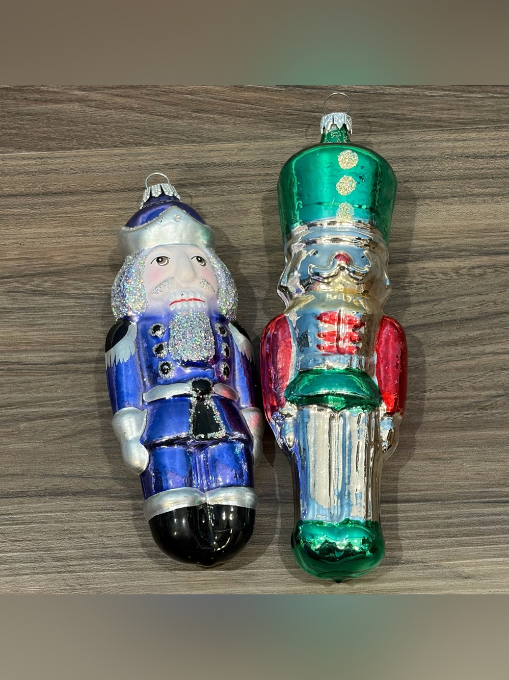 2 Vintage Germany Glass Nutcracker Christmas Ornaments Krebs Glas Lauscha